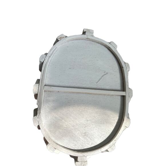 Wooden Tulip Basket Flowers Decor Folk Art White Tole Easter Bunny READ NOTE - Picture 8 of 8